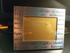 FRIENDS FOREVER Metal Pewter Silver Photo Picture Frame Embossed New Has Scratch