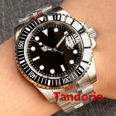 40mm Black Dial Sapphire Crystal NH35A Movement Ceramic Bezel Mens Watch Date