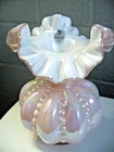 FENTON - SHELL PINK OVERLAY IRIDIZED BEADED MELON VASE - GORGEOUS!!