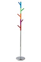 Premier Housewares Coat Stand With Multi-coloured Acrylic Pegs - Chrome - Premier Housewares Coat Stand With Multi-coloured Acrylic Pegs - Chrome -