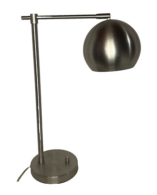 Silver ORB Task Desk MCM Style Lamp Brushed Nickle Finish 22''x12''x7''