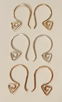 Fancy 7/8'' Interchangeable Earring Wires Sterling Silver, Rose or YG Filled