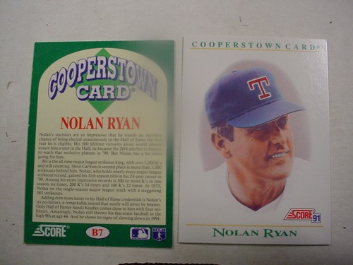 Nolan Ryan #B7 1991 Score Cooperstown card