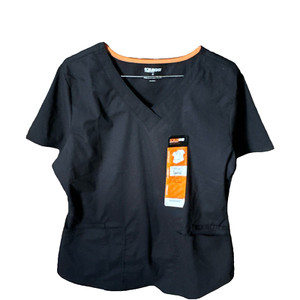 Scrubstar Women Scrub Top V-Neck Essential Black Size Medium