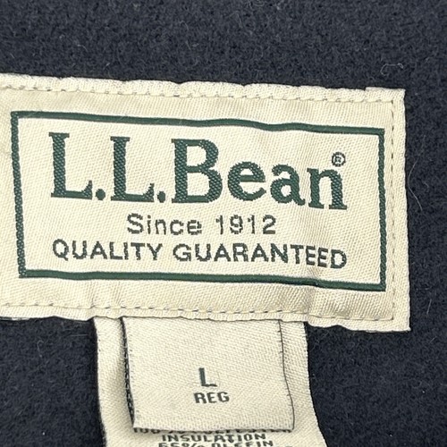 L.L. Bean Wool Peacoat Men's L-Reg Black Bellandi Italian Fabric Thinsulate - Picture 3 of 14