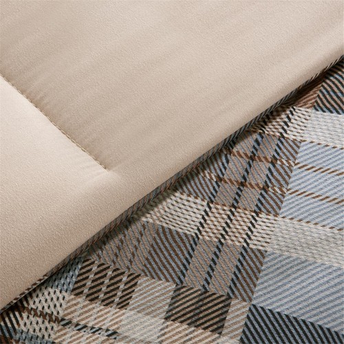 COZY BLUE PLAID Full Queen COMFORTER SET : CABIN LODGE DOWN ALTERNATIVE COUNTRY - Picture 6 of 7