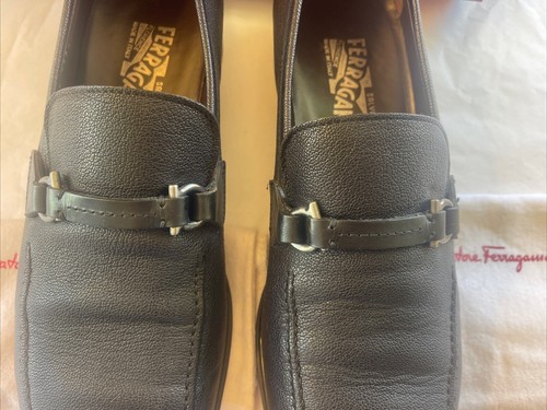 Ferragamo Gianni Nero SCHWARZ Halbschuhe aus Kalbsleder ~ 11D ~ neuwertig ~ Made in Italy - Bild 3 von 12