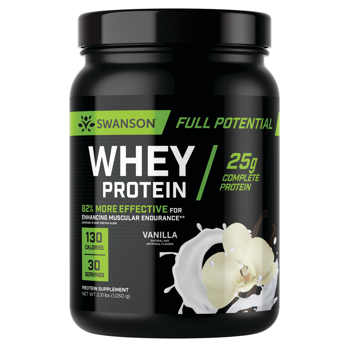 Swanson Full Potential Whey Protein - Ваниль 25 г белка 2,31 фунта Pwdr