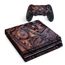 PS4 Pro Console Skins Decal Wrap ONLY - Steampunk Metal Panel Vault Gear