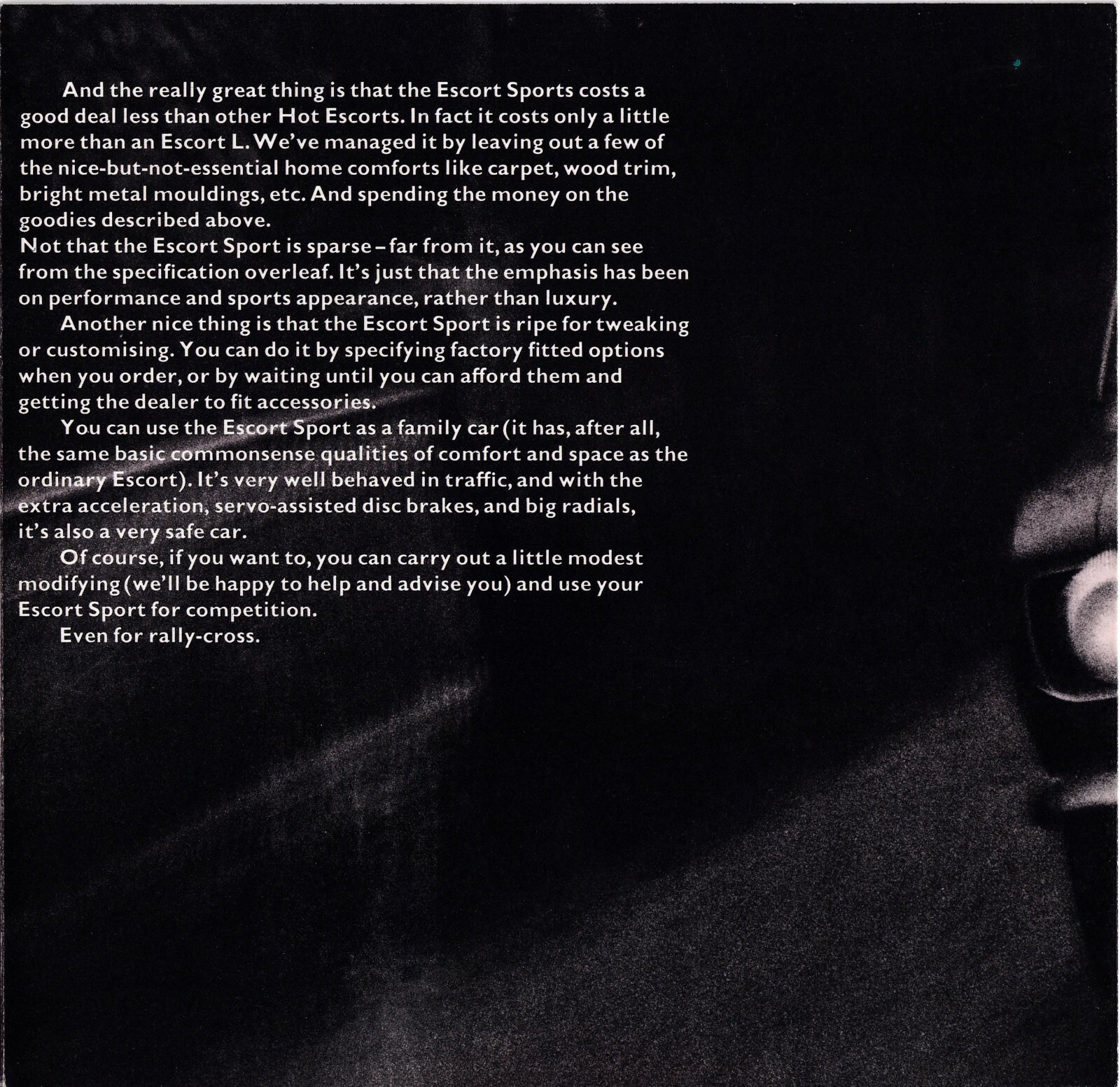 FORD ESCORT MK.1 SPORT FOLD OUT BROCHURE, REF. FA.122. Faculty of