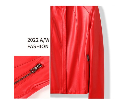 Ladies PU Leather Jacket Short Slim Fit Motorcycle Coat Women's Leather Jacket - Picture 10 of 16