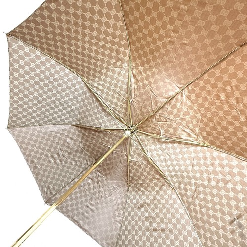 GUCCI Folding Umbrella GG Bamboo Handle Black GG Monogram Logo Italy 755 - Picture 8 of 16