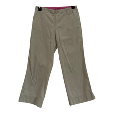 New Women  s Lilly Pulitzer Main Line Fit Khaki Cropped Pants - Size 2, 100 Cott