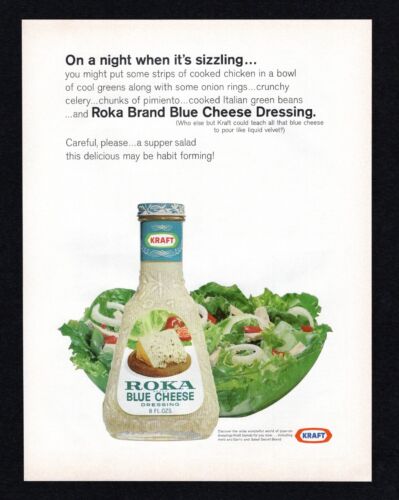 1967 Kraft Roka Brand Blue Cheese Dressing Supper Salad Print Ad Vintage Origin - Picture 1 of 3