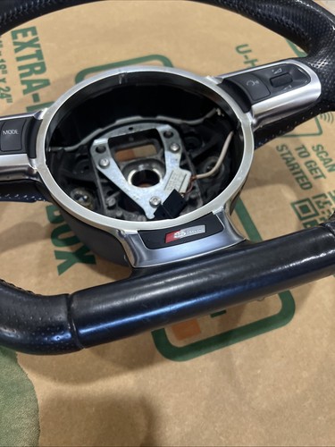 ✅ 08-15 AUDI TT TTS S LINE FRONT DRIVER STEERING WHEEL LEATHER W/ CONTROLS OEM - Picture 4 of 13