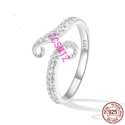 Neu Sterling Silber s925 Octopus Whiskers Open End Ring Weißgold plattiert Ring