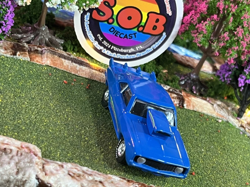 Johnny Lightning 1969 Chevrolet Camaro Pro Stock 1:64 azul fundido usado EX estado - Imagem 3 de 4