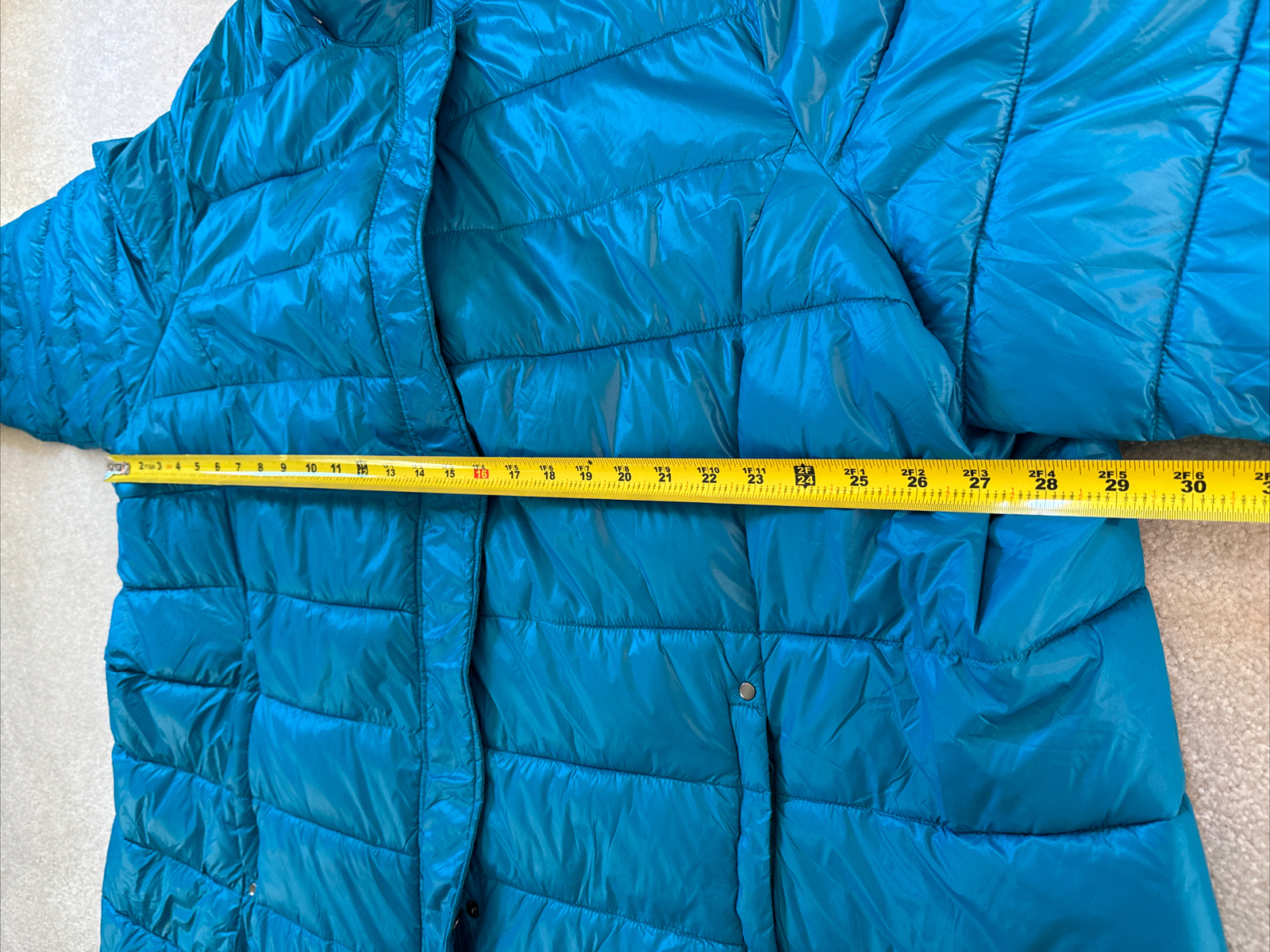 Woman Within Teal Long Packable Puffer Jacket Women's Plus Size 4X 34/