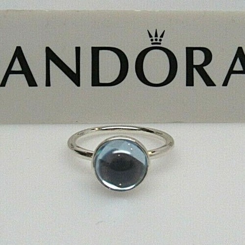 Nueva con CAJA PANDORA poético gota Aqua Cristal Azul Anillo Tamaño Pic  Pila 190982NAB | eBay