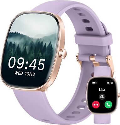 Smart Watch for Men Women Answer/MakeCalls with Heart Rate Blood Pressure-Purple