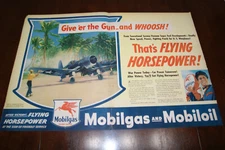 1945 Print Sales AD Advertisement Art Mobil Oil & Gas WW11 2 pgs Original