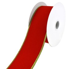 Christmas Velvet Wired Edge Ribbon, 2-1/2-inch, 10-yard, Red/Lime Green