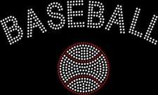 Rhinestone Bling Sparkle Iron On Transfer DIY Baseball Crystal Ball Red