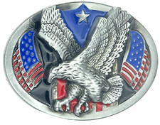 Patriotic Eagle  Flag Enameled Belt Buckle New