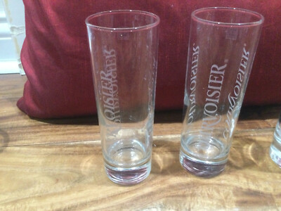 2 Courvoisier Le Cognac De Napoleon  tall shot glasses  6'' weighted SPAIN 