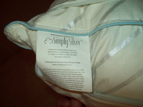 Simply Silver Compartmented Natural HYBRID Down Pillow Queen/Standard NEVER USED - Picture 12 of 23