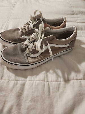 Size 9 - VANS Ward Suede Canvas Grey, Tan and White with some bleach staining