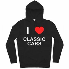 Classic Cars I Love Hoodie Pullover Adult Long Sleeved