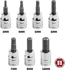 Powerbuilt 648663 3/8-Inch Drive mm Hex Bit Sockets, 7-Piece by Powerbuilt