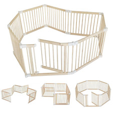 Large Foldable Wooden Baby Playpen with Adjustable Size for Indoor/Outdoor Use