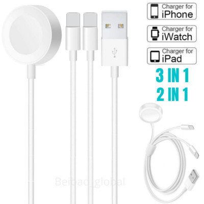 For Apple Watch 1/2/3/4 Charger Cable USB Magnetic Charging Cord For iPhone XR 6