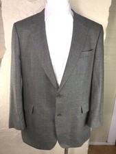 JOS A BANK Mens Silk Wool Houndstooth Windowpane 46L Olive Blazer Sport Coat
