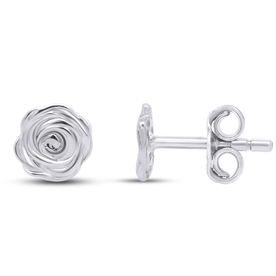 Beautiful Flower Shape Stud Earrings In 10K Solid Gold - Image 3 of 4