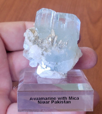 Aquamarine Crystal with Mica Specimen from Nigar valley Pakistan ( 66 grams )