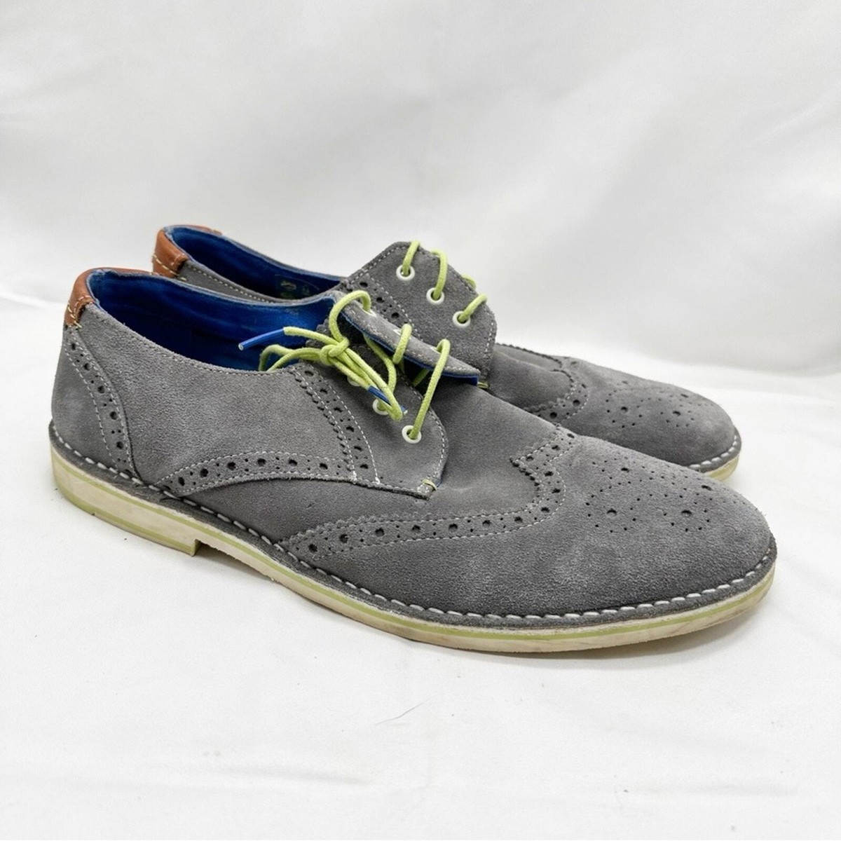 Ted Baker Jamfro Gray Suede Derby Oxford Wingtip Wing Tip 