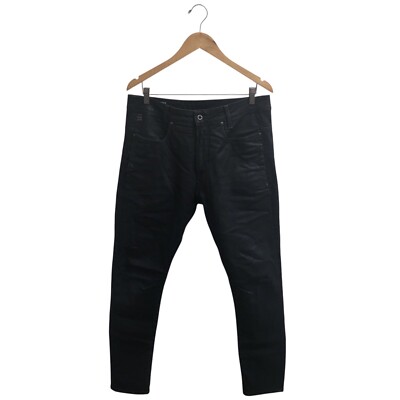 G-STAR RAW WAXED INDIGO COTTON JEANS - D-Staq 3D Slim Skinny Leg Mid Rise 33