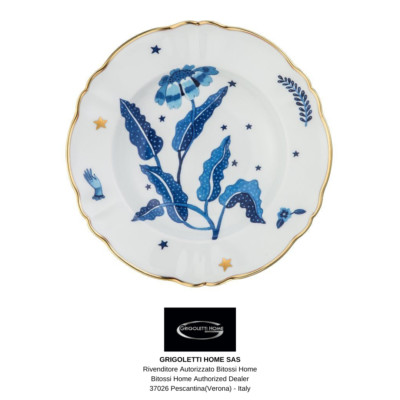 Bitossi - La Tisch Zerlegt - Abracadabra - flacher Boden Blumen Blau - CM 23
