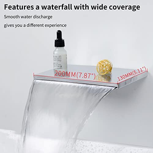 SHANFO Wall Mounted Bath Taps Waterfall Chrome 20cm Spout Brass Bath