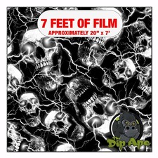 Hydrographic film Skull Shock Lightning Skulls 7' x 20" hydro dip dipping