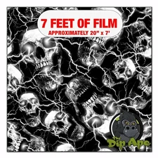 Hydrographic film Skull Shock Lightning Skulls 7' x 20" hydro dip dipping