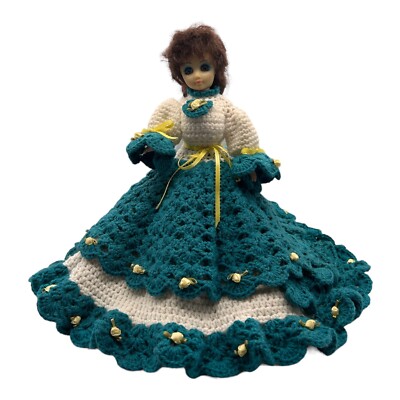Vintage Southern Belle Doll Kitschy Handmade Knitted Crochet Dress  Petticoat 15 | eBay