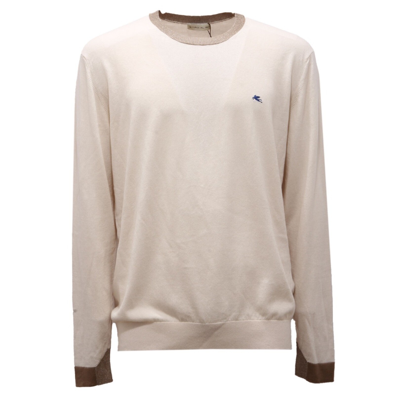 9036AI maglione uomo ETRO мужской хлопковый свитер белогобежевого цвета 42590₽