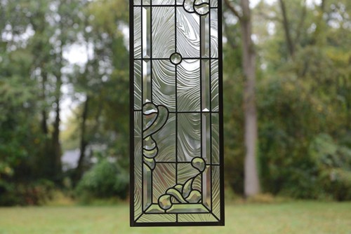 10" x 36" Handcrafted All Clear stained glass window panel Beveled glass panel - Picture 5 of 12