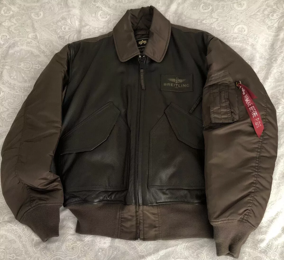 Breitling Alpha Industries Leather Flying Top Gun Jacket CWU/P