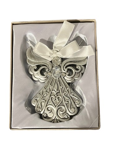 Silberton Engel mit Strasssteinen Weihnachtsbaum Ornament Figur Dekor 3" - Bild 5 von 15