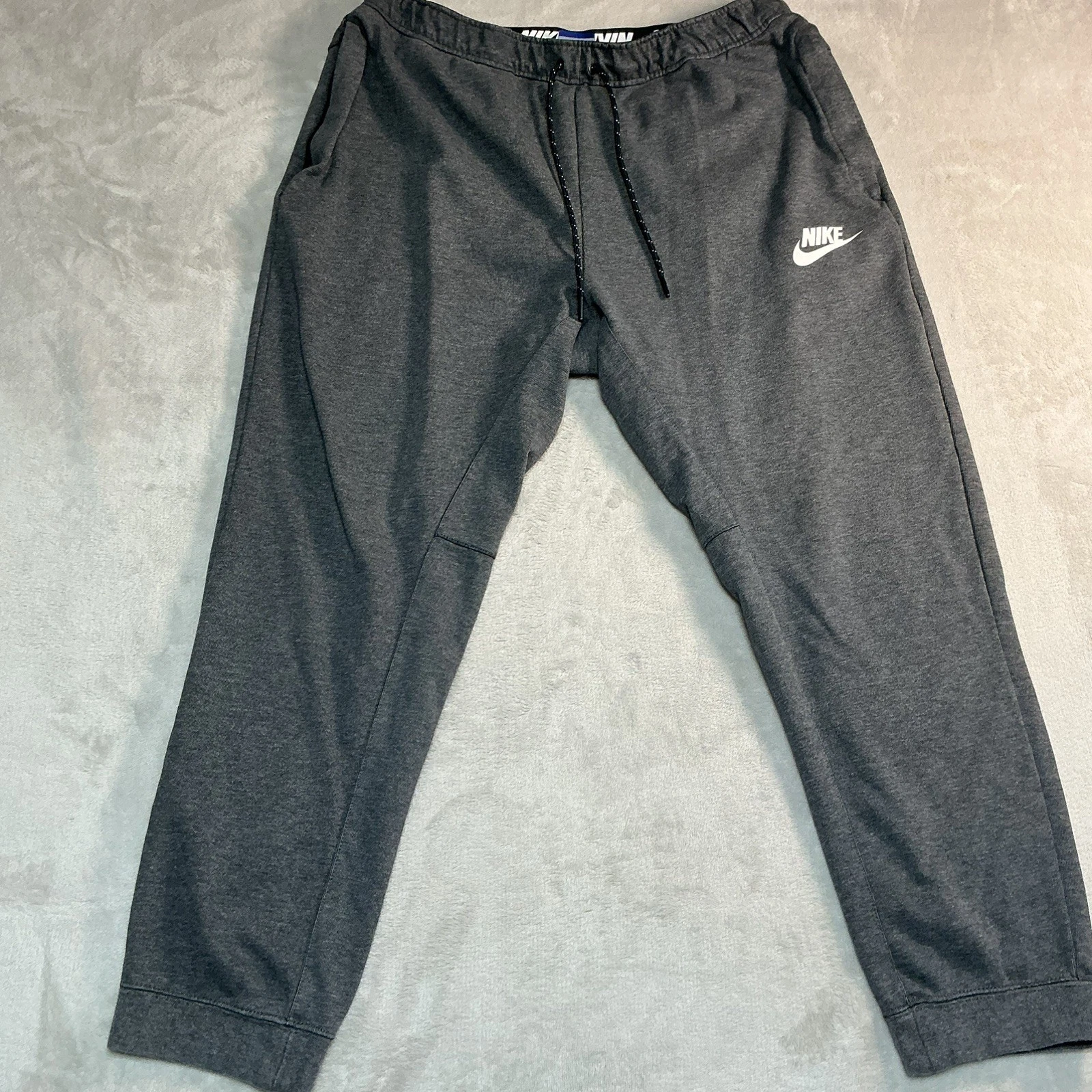 Nike Fleece Joggers Men’s Large Gray Pants Zip Pockets Activewear